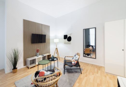 베를린 미테 지역의 현대적인 객실 인테리어