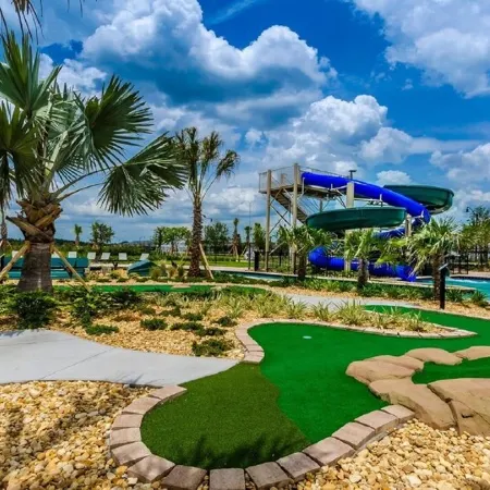 private pool/communal pool/games room/themed bedrooms