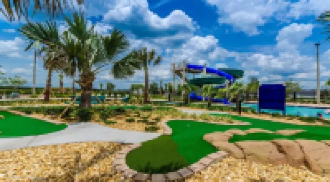 private pool/communal pool/games room/themed bedrooms