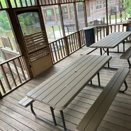 Two Story House with Deck over the River