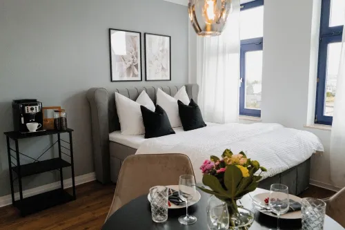 Design oasis for 3 with a view of Wismar harbor