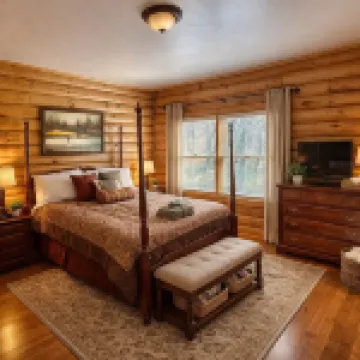 Enchanting 5-Bed/5-Bath Lakefront Log Cabin with Private Cove, Beach & Hot Tub.