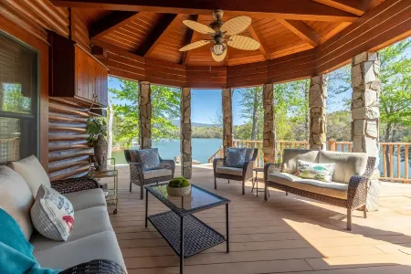 Easy Lakefront Access w/Dock, Firepit, & Mtn Views for Family Fun!