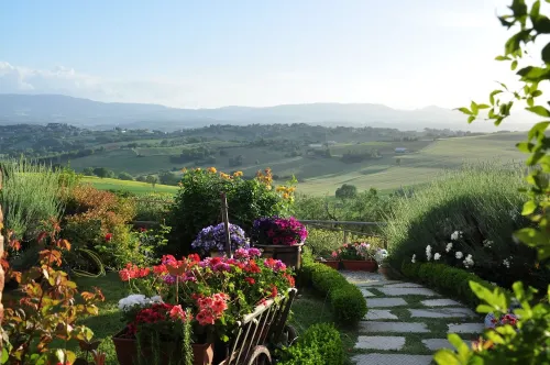 House with garden in a stone farmhouse