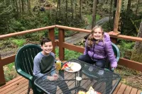 Cabin and adjacent tent site