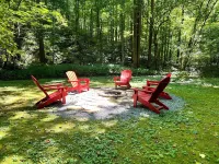 Extremely clean cabin in a quiet setting with an outdoor fire pit.