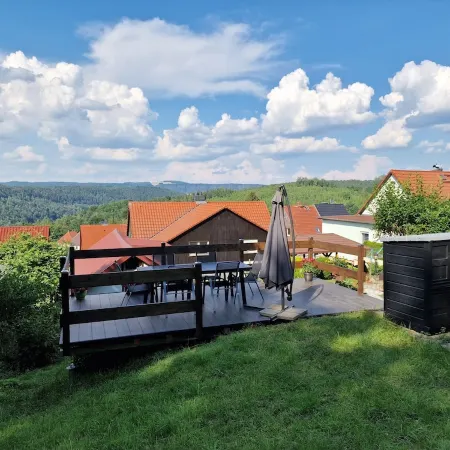 Vacation in nature - view of the Elbe Sandstone Mountains in Saxon Switzerland