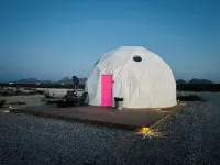 Southern Boho inspired Geodesic Dome nestled up next to Big Bend National Park.