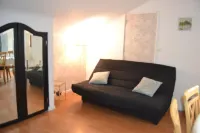 Lin and the host, Norman house with contemporary style.