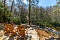 Gorgeous Waterfront Mountain Retreat with Firepit and Waterfall
