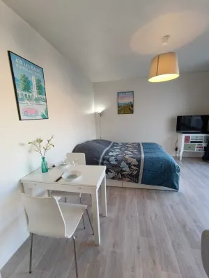 Furnished studio downtown with parking & balcony