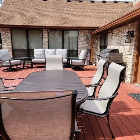 Stone House with patio, hot tub-less than 50 yards to the water.