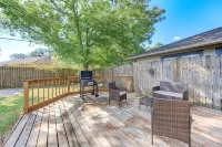 King bed with Pool table, decked patio and, gym.