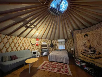 Yurt Located in a Little Oak Grove