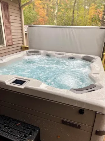 Quiet lake front home with private beach