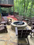 Creekfront Cabin with Waterfall. Hot Tub, Fire Pit, Gameroom, and more.