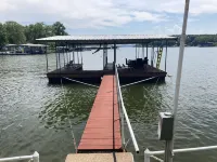 Lake front with view, dock and calm water