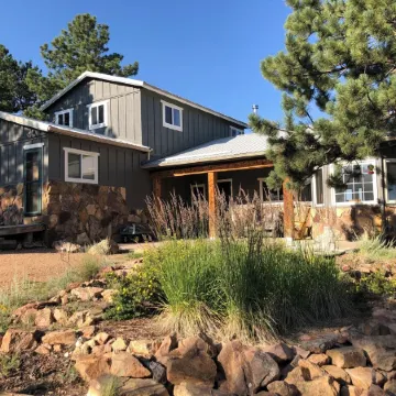 Mountain house overlooking Bear Basin Valley and the Sangre de Cristo Range.