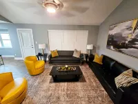 Mama’s Modern House is family and pet friendly, large yard, quartz countertops