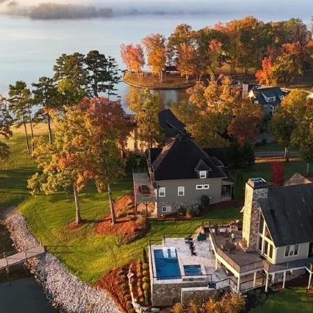Stunning Views! Lakefront Luxury w Saltwater Pool, Spa, & Deep-Water Dock