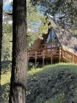 Romantic A-frame Cabin with Cedar Sauna, Private River and Scenic Views