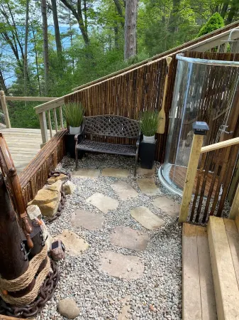 House is located on Lake Huron with a private beach