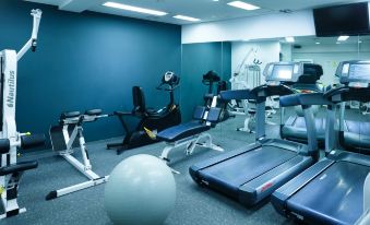 The clubhouse has a gym equipped with multiple treadmills and exercise bikes at Oakwood Apartments Roppongi Central