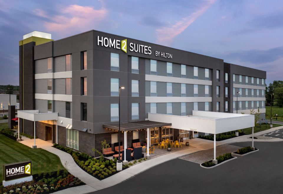 "a large , modern hotel building with a sign that reads "" home suites by hilton "" on it" at Home2 Suites by Hilton Marysville