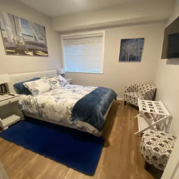 Classy and modern, 2 bedroom suite covered with patio.