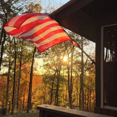 Buckeye cabin is nestled in the woods with access to the Little Missouri River.