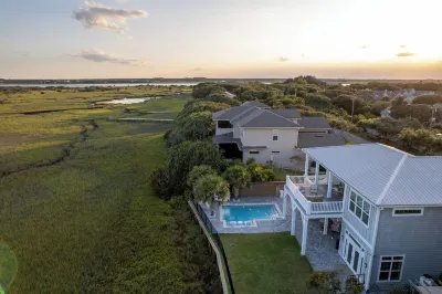 Marsh front pool home with ocean, river and historical downtown views