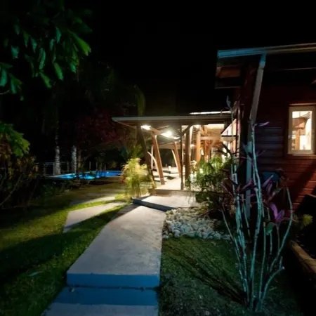 Wooden villa with private pool in a tropical garden 3 minutes from the beach