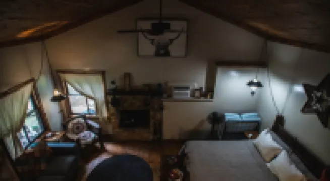 Cowboy Cabin, come sit under the trees