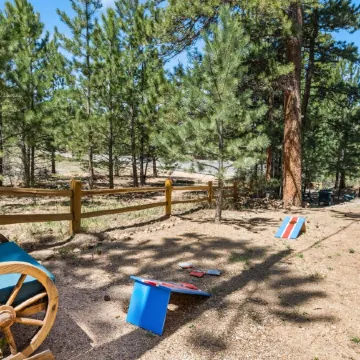 Cozy cabin with Hot tub Fireplace Fire pit Full kitchen Close to town and RMNP.