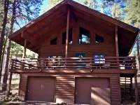 Log Cabin in tall pines, backs to forest, great hiking, star-gazing, biking!