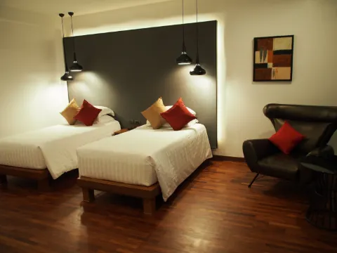 บังกะโลวิวสระว่ายน้ำเตียงแฝด