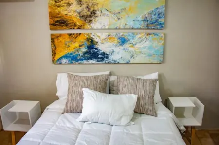 Comfortable modern apartment conveniently located for shopping and dining.