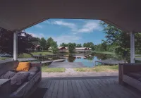 Chalets with a Bathroom, Near a Pond