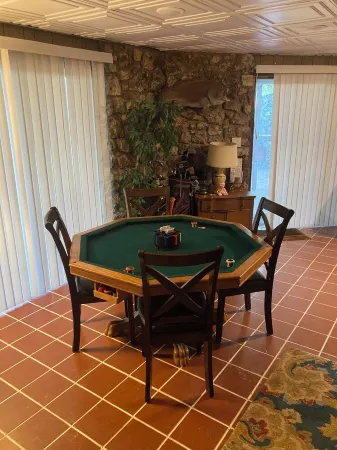 Rir: E Faye Jones Style Rock Floor to Ceiling in 3 Bathrooms Open Floor Plan.