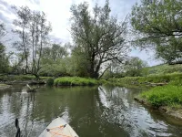 Tailgating Bus on Ischua Creek @ Campground Adventures