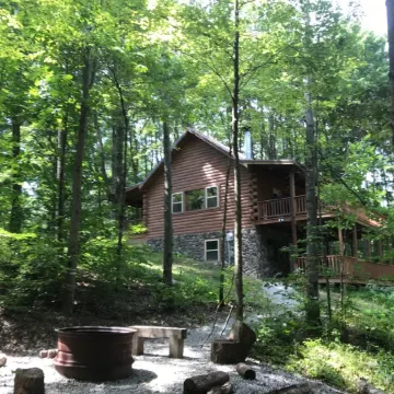 Spacious Log Cabin with Hot Tub, Fire Pit, Large Decks & Wood Fireplace