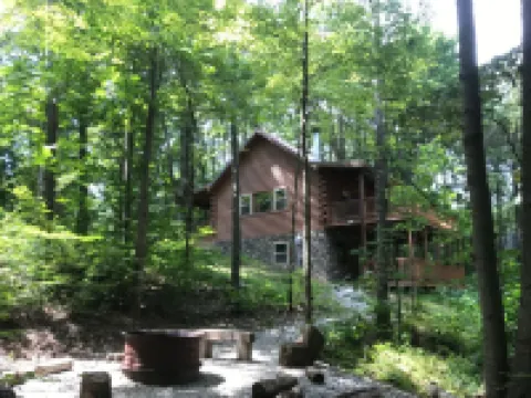 Spacious Log Cabin with Hot Tub, Fire Pit, Large Decks & Wood Fireplace