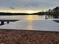 Waterfront Bungalow Nightly Panoramic View of Our Illuminated Covered Bridge Hotels in Galloway