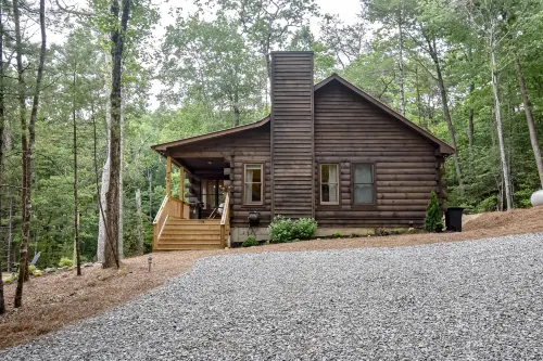 Dog-friendly cabin with covered porch, patio, firepit, fireplace, & grill