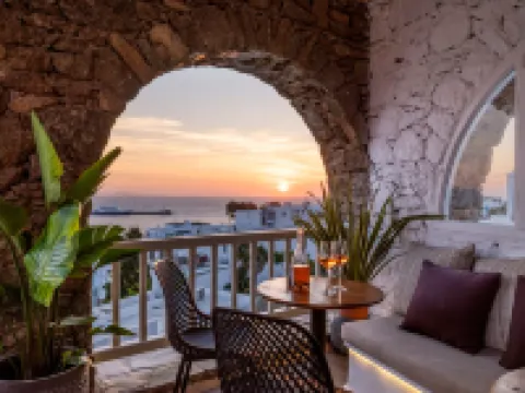 Yalos Hotel Sunset View Mykonos Town Private Rooms Hotels in Mykonos