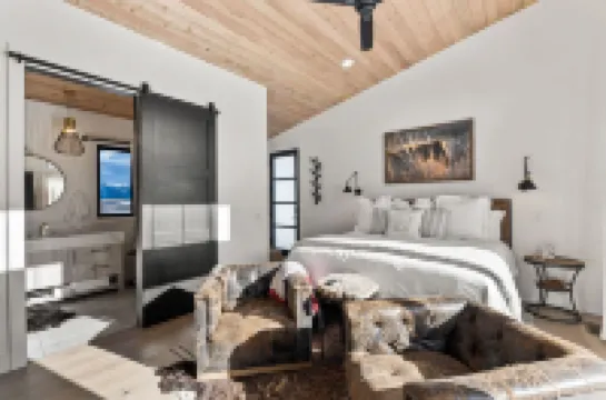 Soaking Tub and Cozy Fireplace - Inviting Rustic Retreat