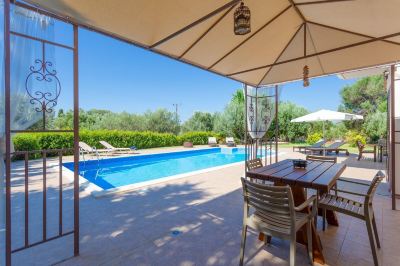 Outdoor Swimming Pool Villa Eufrosini Large Private Pool Walk to Beach Sea Views A C Wifi Car Not Required - 2301 Photo
