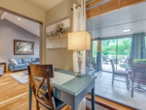 Quiet, spacious home with large deck in secluded Forest Oaks in central Edmond .