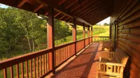 Blue Ridge Mountain View Huge Log Cabin Sleeps 18. Outdoor Living & Game Room