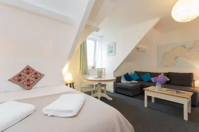 Beautiful views over Mounts Bay. Cosy flat in the fishing village of Newlyn Hotels near RNLI Penlee Lifeboat Station